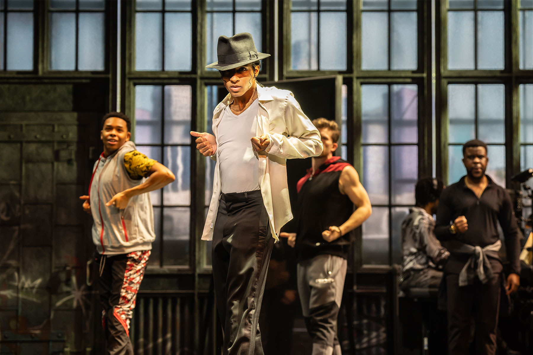 Myles Frost and the company of MJ the Musical