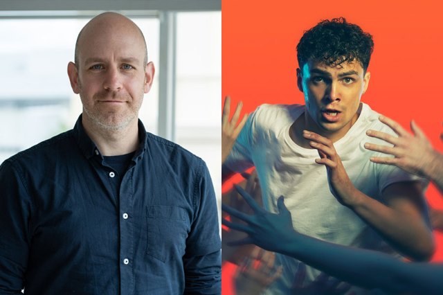 Robert Hastie and artwork for Chariots of Fire, © Sam Taylor (right) and Sheffield Theatres (left) 
