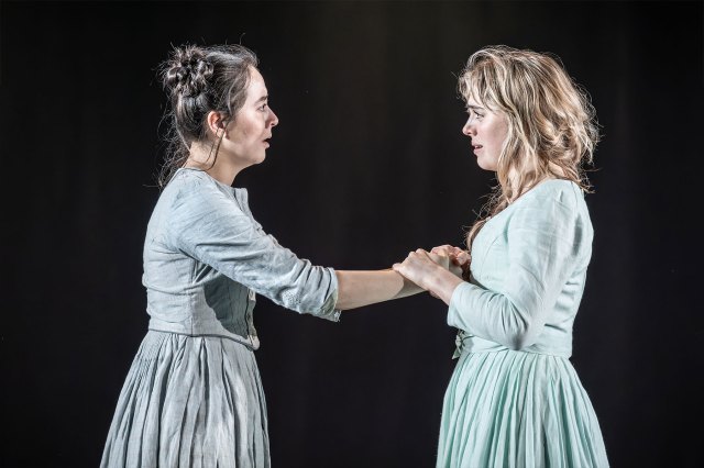 Ami Tredrea (as Lizzie Hexam) and Bella Maclean (as Bella Wilfer) in a scene from London Tide at the National Theatre