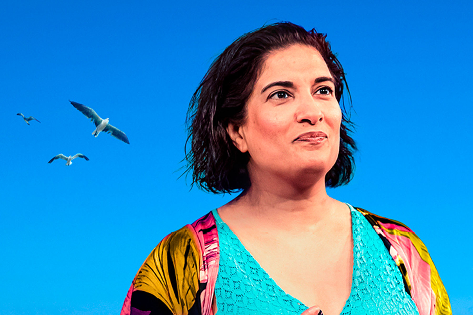 Mina Anwar in a promotional image for Shirley Valentine
