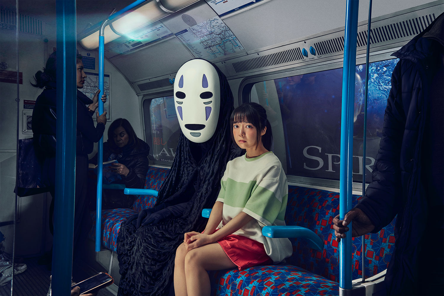 Mone Kamishiraishi (Chihiro) and No-Face from Spirited Away, © Jay Brooks
