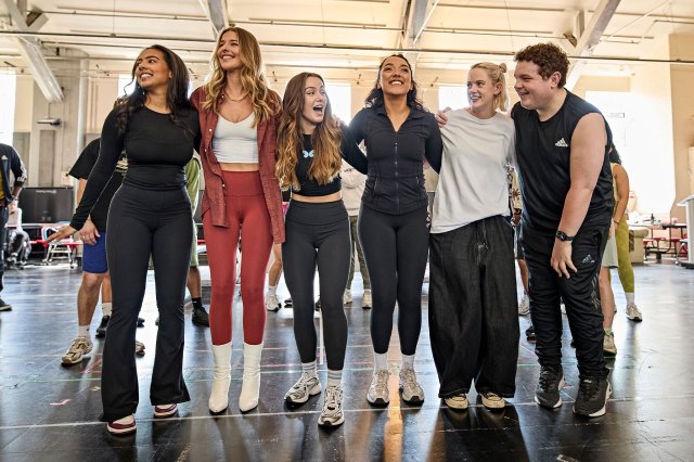 Elèna Gyasi, Georgina Castle, Charlie Burn, Grace Mouat, Elena Skye and Tom Xander in rehearsals for Mean Girls