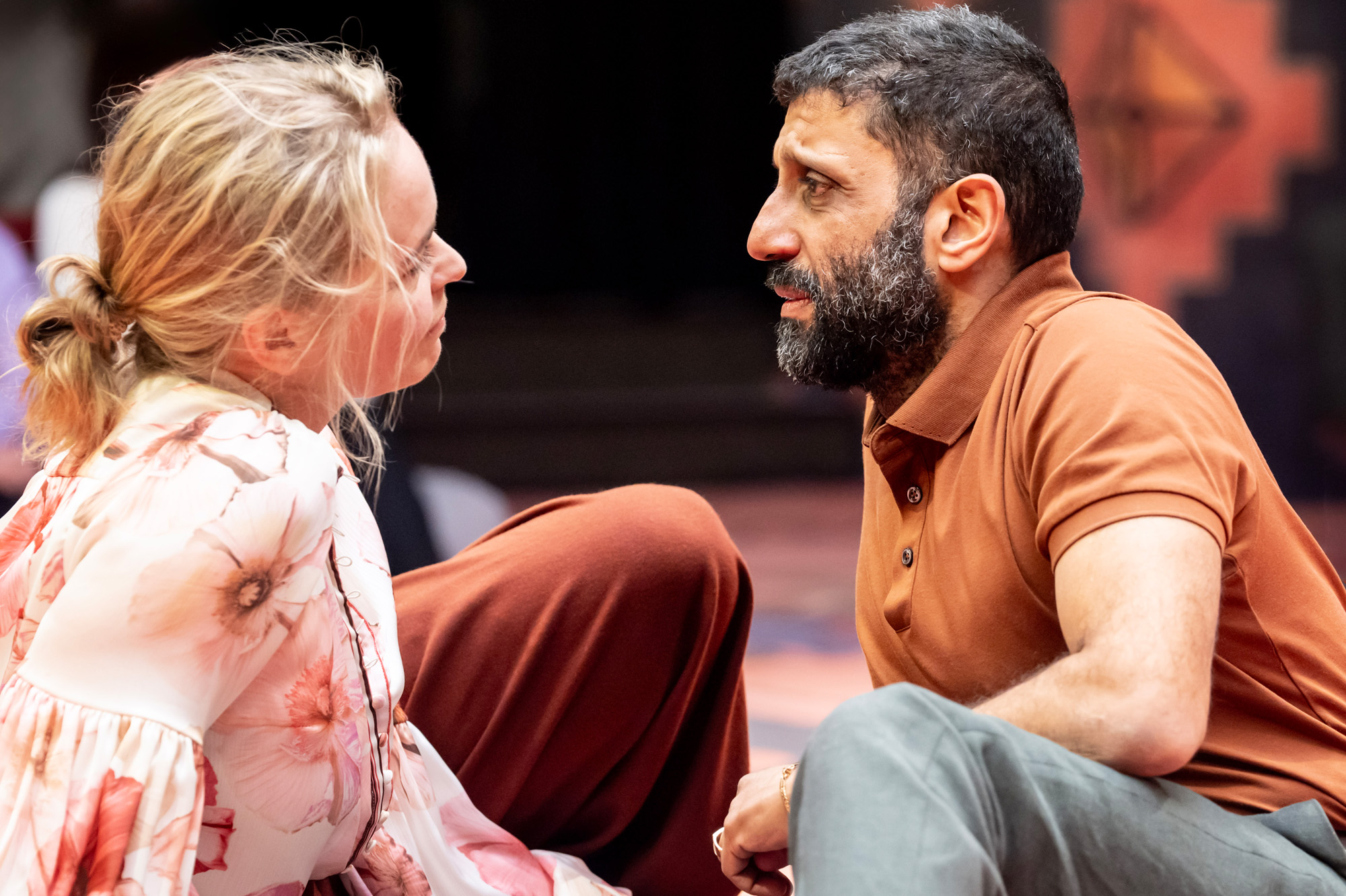 Nina Hoss and Adeel Akhtar in a scene from The Cherry Orchard at Donmar Warehouse