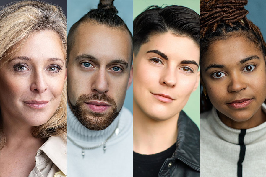 Headshots of Tracy-Ann Oberman, David Cumming, Freddie Love and Isabel Adomakoh-Young