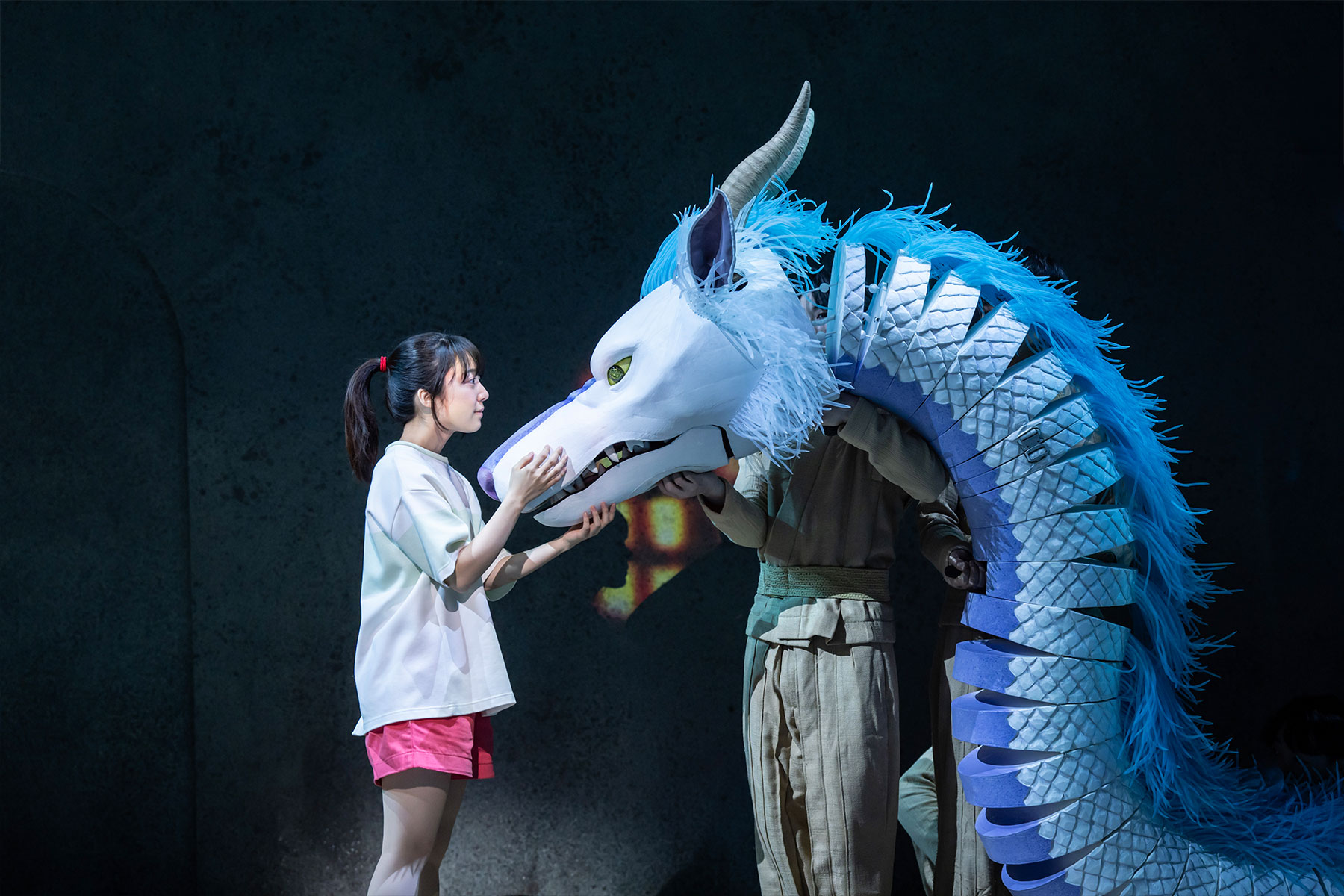 Mone Kamishiraishi (as Chihiro) in a scene from Spirited Away at the London Coliseum