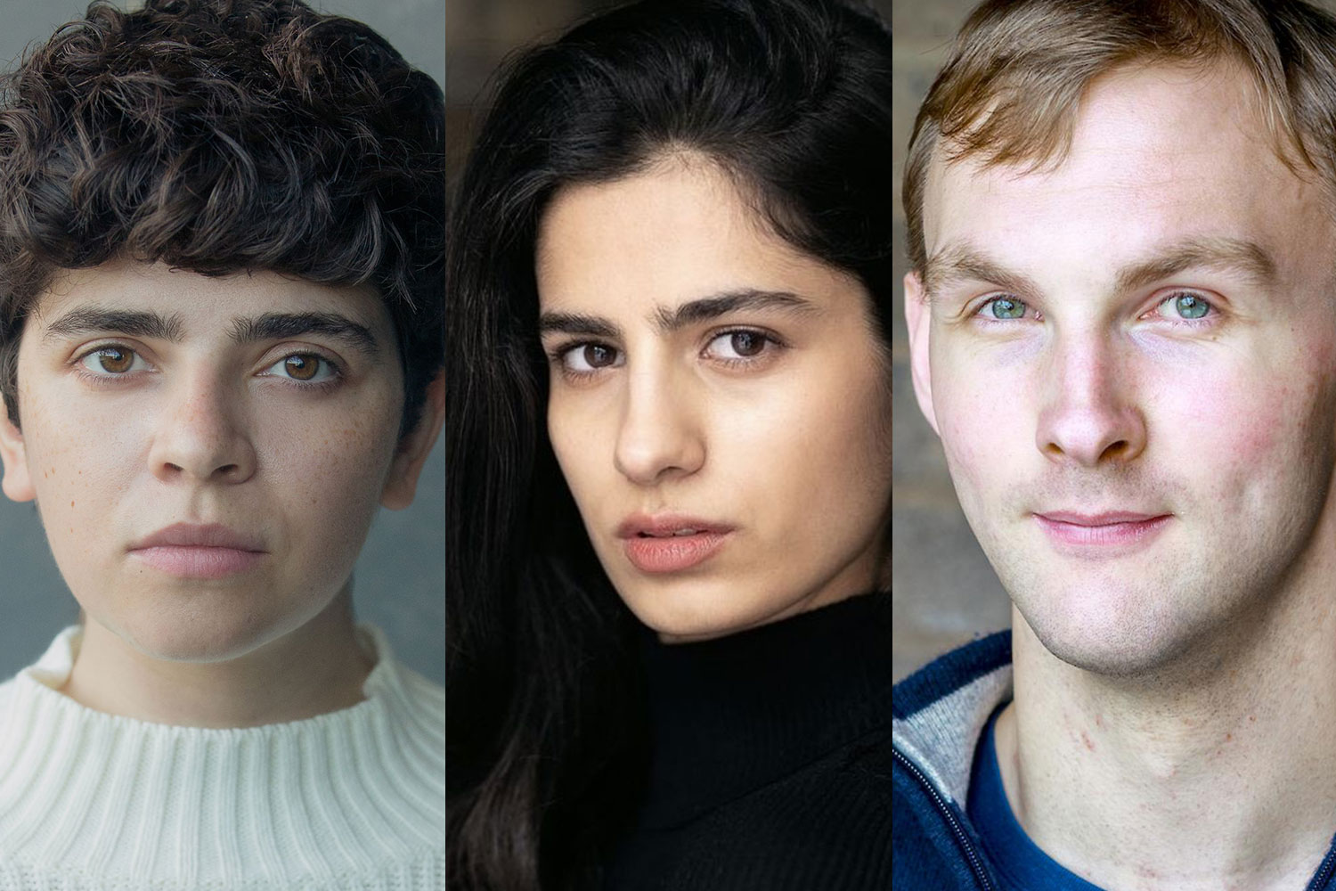 Theo Angel, Hannah Khalique-Brown and Jack Humphrey, headshots supplied by the production