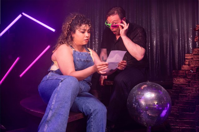 Courtney Bowman and David Muscat in a scene from Closer to Heaven at the Turbine Theatre
