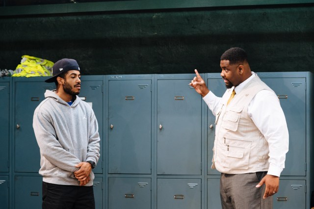 Branden Cook and Tobi Bamtefa in SKELETON CREW Donmar Warehouse photo by Helen Murray