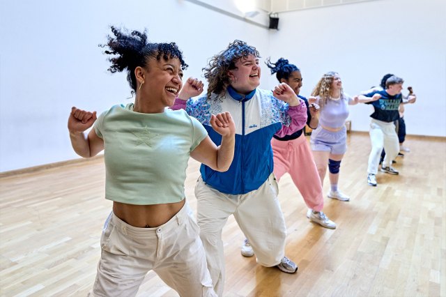 The cast of Fangirls in rehearsals