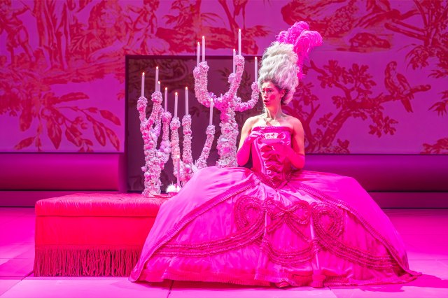 Siubhan Harrison (as Lady Sneerwell) in a scene from The School for Scandal at the Royal Shakespeare Theatre