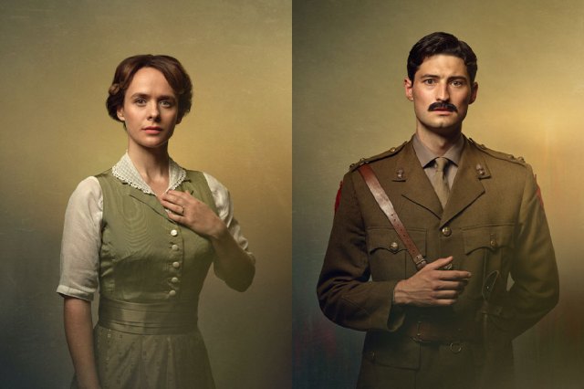 Charlie Russell (as Isabelle Azaire) and James Esler (as Stephen Wraysford) in promotional images for Birdsong