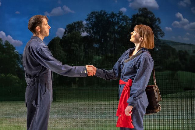 Mark Quartley and Eleanor Wyld in a scene from 1984