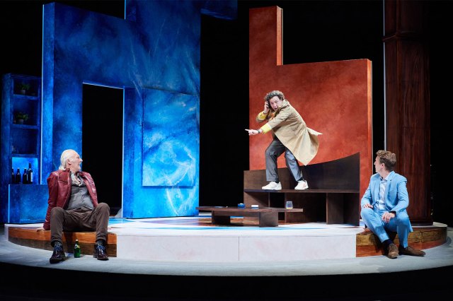 Aden Gillett, Seann Walsh and Chris Harper in a scene from Art at Theatre Royal Bath