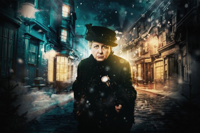 Claire Moore as Scrooge in artwork for A Christmas Carol the Musical