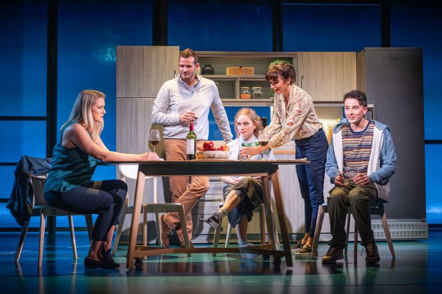 Alice Fearn, Richard Hurst, Lauren Conroy, Helen Anker and Ryan Kopel in a scene from the UK touring production of Dear Evan Hansen