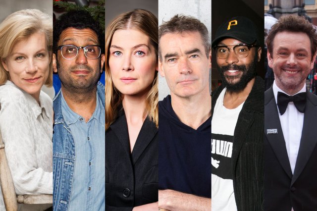 Juliet Stevenson (Julian Andrews), Adeel Akhtar, Rosamund Pike (Oliver Kingsley), Rufus Norris (© Ellie Kurttz), Arinzé Kene and Michael Sheen,From left: photos 2, 5 and 6, © Dan Wooller.