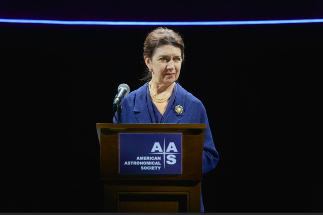 Maureen Beattie (as Cecilia Payne-Gaposchkin) in a scene from The Lightest Element at Hampstead Theatre