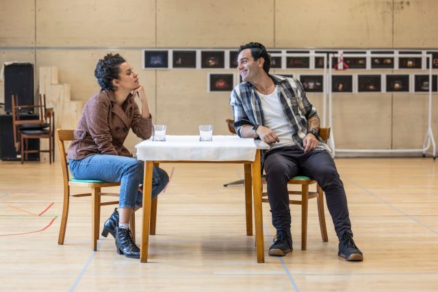 Ramin Karimloo and Anoushka Lucas in rehearsals for A Face in the Crowd, © Ellie Kurttz