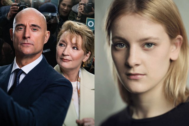 Mark Strong, Lesley Manville and Phia Saban, photos supplied by the production