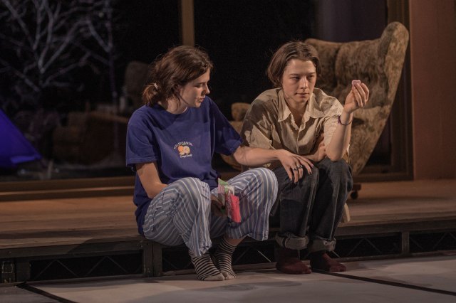 Alison Oliver (as Issy) and Emma D'Arcy (as Annie) in a scene from The Other Place at the National Theatre