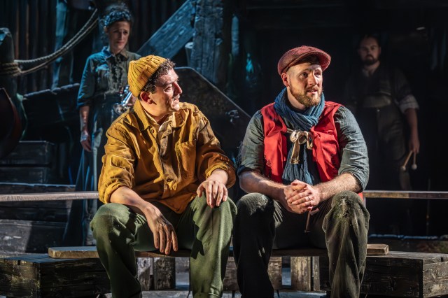 THE CURIOUS CASE OF BENJAMIN BUTTON. John Dagleish (Benjamin Button) and Jack Quarton (Jack Trenlee). Photo Marc Brenner THE CURIOUS CASE OF BENJAMIN BUTTON. John Dagleish (Benjamin Button) and Jack Quarton (Jack Trenlee). Photo Marc Brenner