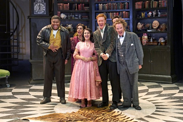 Tarinn Callender, Lena Kaur, Nikhita Lesler, Will Merrick, Calum Finlay and Nick Haverson in a scene from The Cat and the Canary at the Minerva Theatre in Chichester
