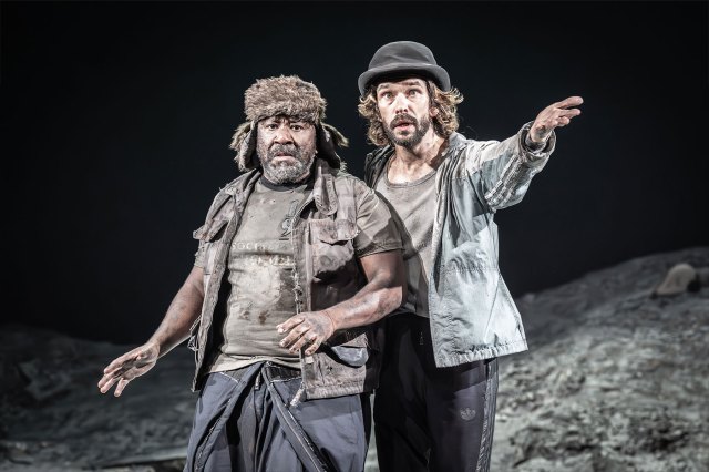 Lucian Msamati and Ben Whishaw in a scene from Waiting for Godot at Theatre Royal Haymarket