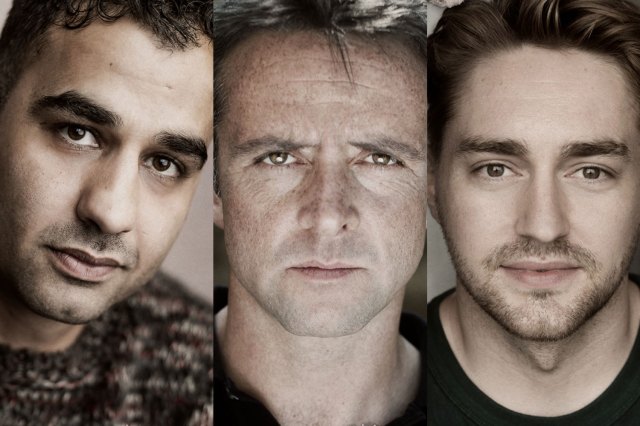 ben A photo showing three performers' headshots with a sepia glaze on top