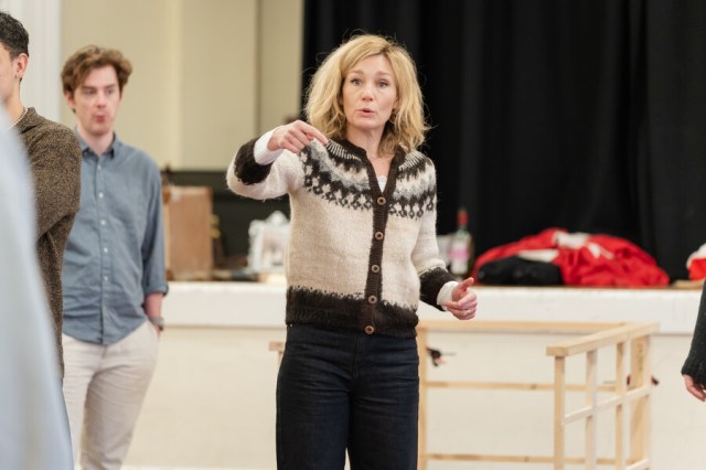 An actress standing in a rehearsal room