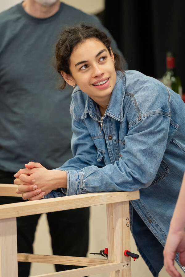 An actress in a rehearsal room