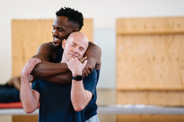 Eloka Ivo and Daniel Evans in rehearsals for Edward II, © Helen Murray