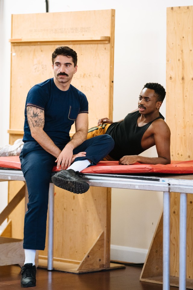 Stavros Demetraki and Kwaku Mills in rehearsals for Edward II,