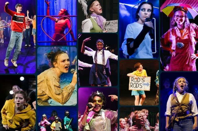A collage of young performers on stage
