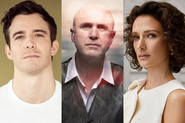 Luke Thompson, Tim Crouch and Indira Varma, photo by Lee Malone, Francesca Moody Productions and David Reiss