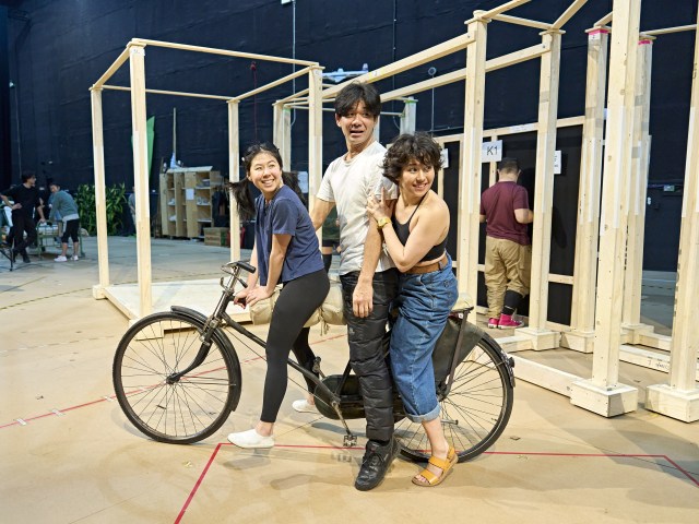 Victoria Chen, Dai Tabuchi, and Ami Okumura Jones in rehearsals for My Neighbour Totoro