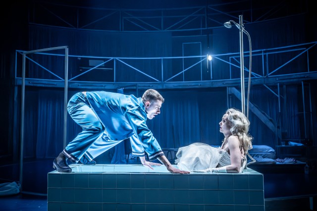 9453 Jake Dunn (Stanley) and Joanna Vanderham (Blanche) in A Streetcar Named Desire. Photo by Marc Brenner.