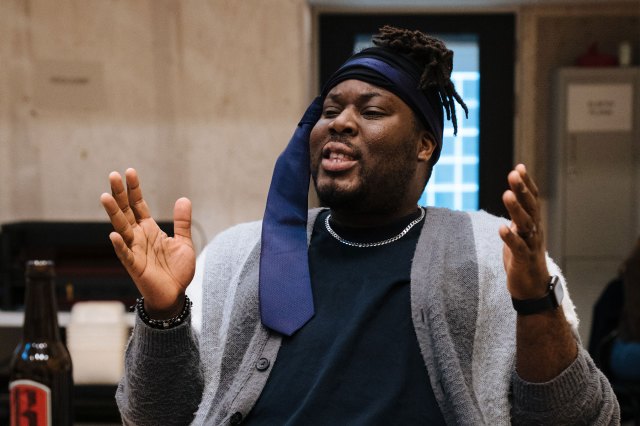 Hammed Animashaun in rehearsals for Dealer's Choice