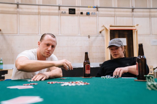 Theo Barklem-Biggs and Alfie Allen in rehearsals for Dealer's Choice