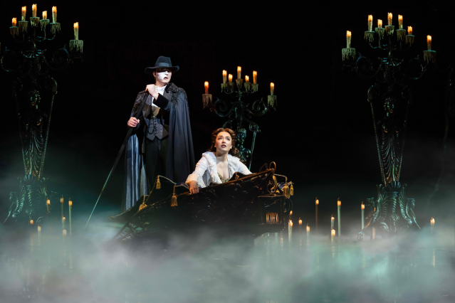 Dean Chisnall as The Phantom and Lily Kerhoas as Christine. Photo by Johan Persson