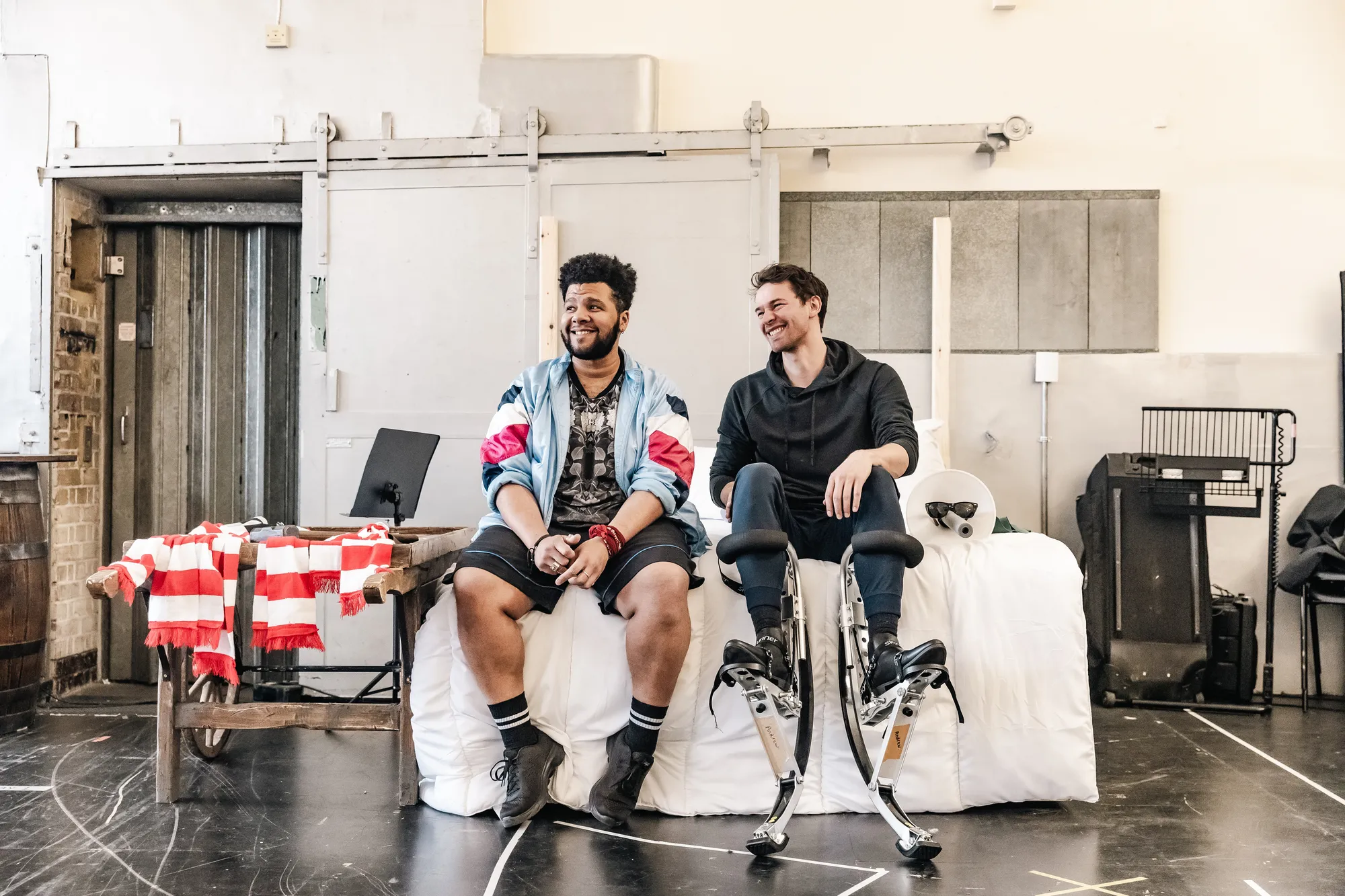 L R Emile Ruddock, Andrew Coshan, A Knight's Tale The Musical rehearsals, credit Danny Kaan