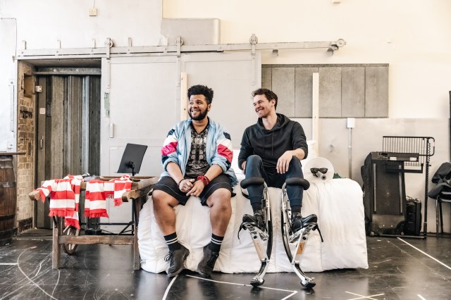 L R Emile Ruddock, Andrew Coshan, A Knight's Tale The Musical rehearsals, credit Danny Kaan