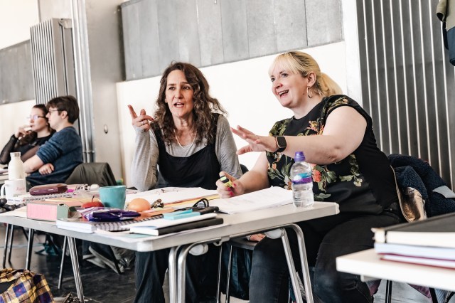 L R Rachel Kavanaugh and Brona C Titley at A Knights Tale The Musical rehearsals, credit Danny Kaan