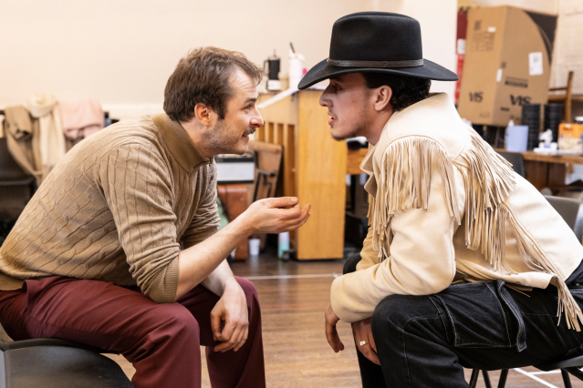 Max Bowden and Paul Jacob French in rehearsals for Midnight Cowboy, Credit Pamela Raith