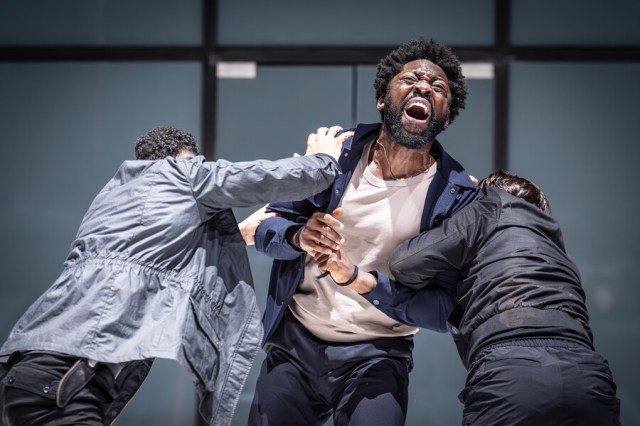 Jerone Marsh-Reid (Goth), Natey Jones (Aaron), Danny Collins (Goth) in Titus Andronicus, © Marc Brenner