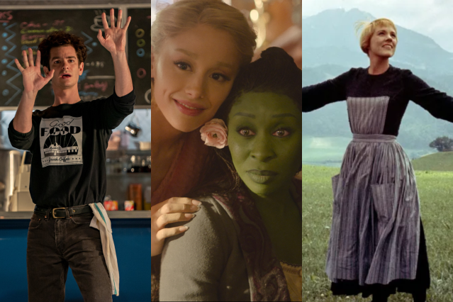 Andrew Garfield in tick, tick...BOOM!, Ariana Grande and Cynthia Erivo in Wicked, Julie Andrews in The Sound of Music Andrew Garfield in tick, tick...BOOM!, Ariana Grande and Cynthia Erivo in Wicked, Julie Andrews in The Sound of Music