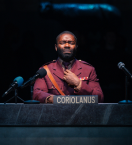 David Oyelowo (Coriolanus) in Coriolanus at the National Theatre (c) Misan Harriman