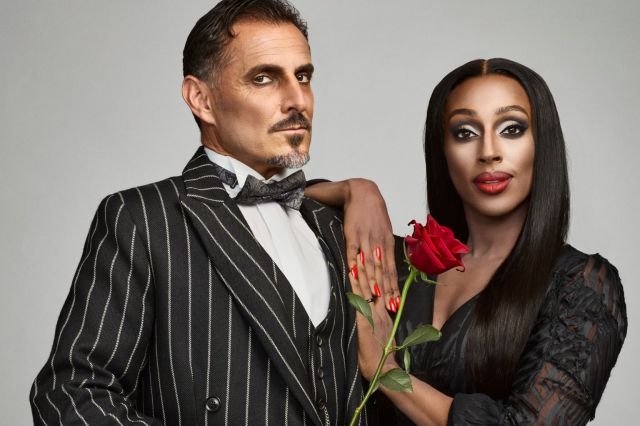 Alexandra Burke as Morticia Addams with Ricardo Afonso as Gomez Addams