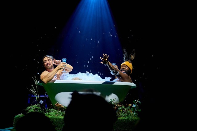 Emmanuel Akwafo, JJ Feild in A Midsummer Night's Dream at The Bridge (Credit Manuel Harlan)