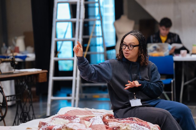 Lynette Linton in rehearsals for INTIMATE APPAREL Donmar Warehouse photo by Helen Murray