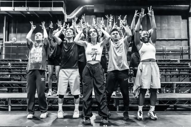 Rachel Zegler and the cast of Evita in rehearsals,